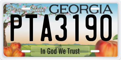 GA license plate PTA3190