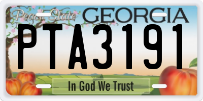GA license plate PTA3191