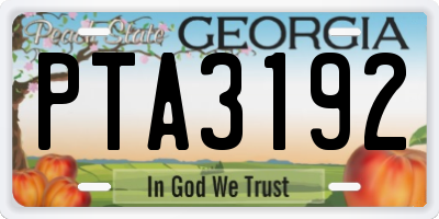 GA license plate PTA3192