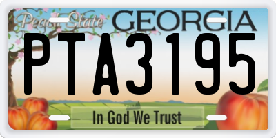 GA license plate PTA3195