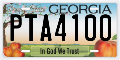 GA license plate PTA4100
