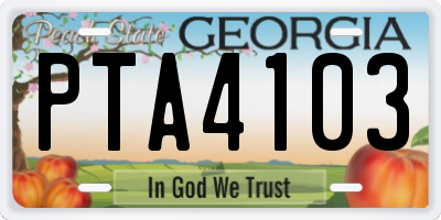 GA license plate PTA4103