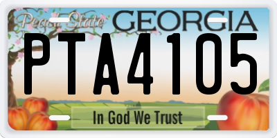 GA license plate PTA4105