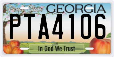 GA license plate PTA4106