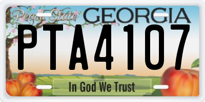 GA license plate PTA4107