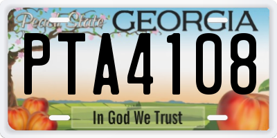 GA license plate PTA4108