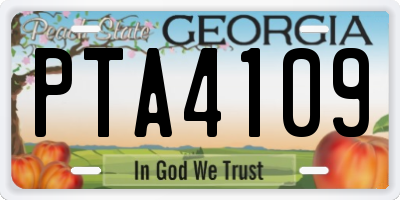GA license plate PTA4109