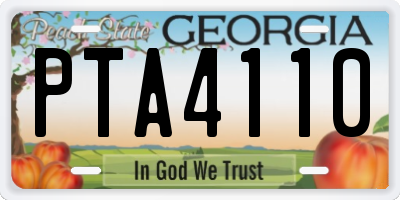 GA license plate PTA4110