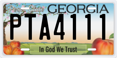 GA license plate PTA4111