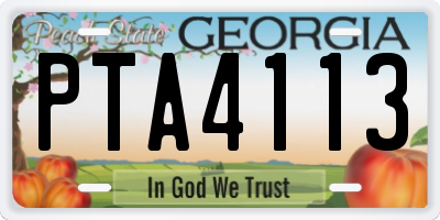GA license plate PTA4113