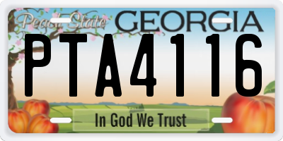 GA license plate PTA4116
