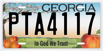 GA license plate PTA4117