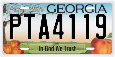 GA license plate PTA4119