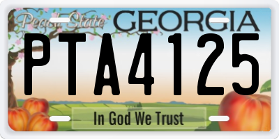 GA license plate PTA4125