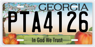GA license plate PTA4126