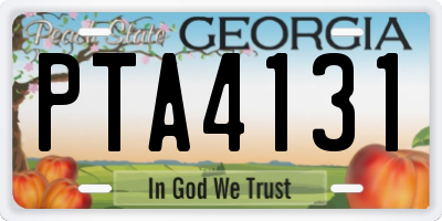 GA license plate PTA4131