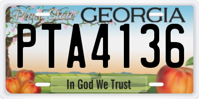 GA license plate PTA4136