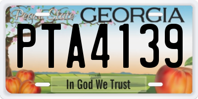 GA license plate PTA4139
