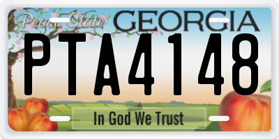 GA license plate PTA4148