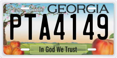 GA license plate PTA4149