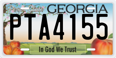 GA license plate PTA4155
