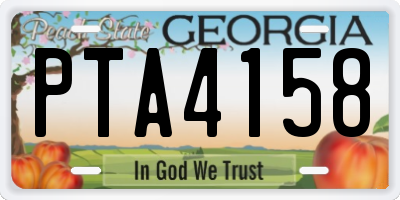 GA license plate PTA4158