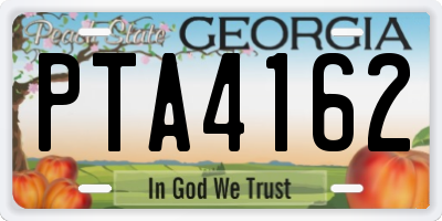 GA license plate PTA4162