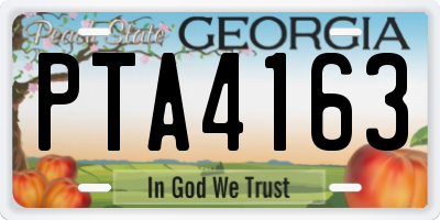 GA license plate PTA4163