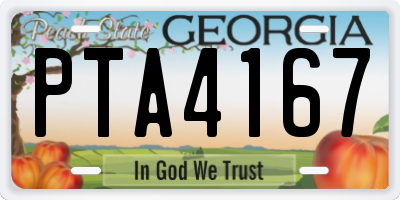 GA license plate PTA4167