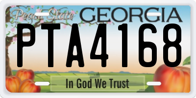 GA license plate PTA4168