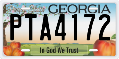 GA license plate PTA4172