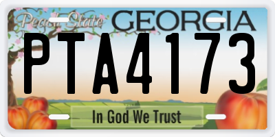 GA license plate PTA4173