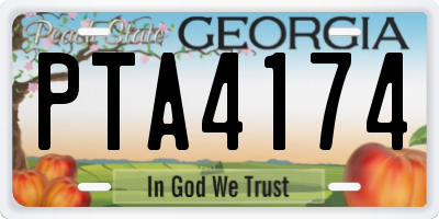 GA license plate PTA4174