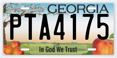 GA license plate PTA4175