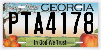 GA license plate PTA4178