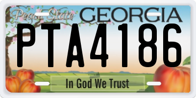 GA license plate PTA4186
