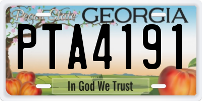 GA license plate PTA4191