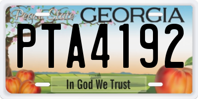 GA license plate PTA4192
