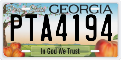 GA license plate PTA4194