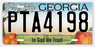 GA license plate PTA4198