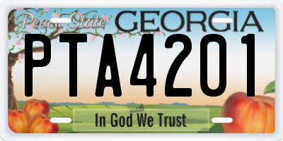 GA license plate PTA4201