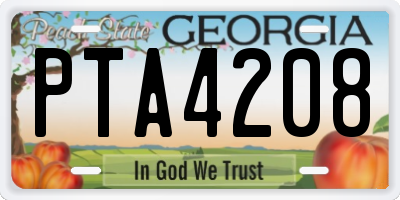 GA license plate PTA4208