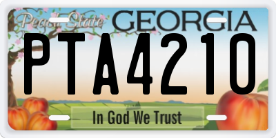 GA license plate PTA4210