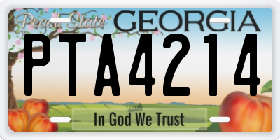 GA license plate PTA4214