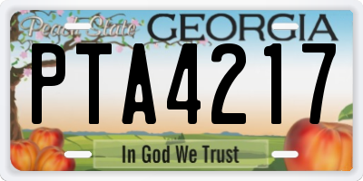 GA license plate PTA4217