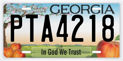 GA license plate PTA4218