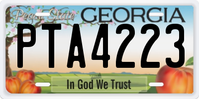 GA license plate PTA4223