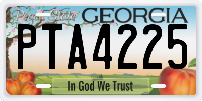 GA license plate PTA4225