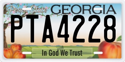 GA license plate PTA4228