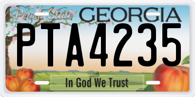 GA license plate PTA4235